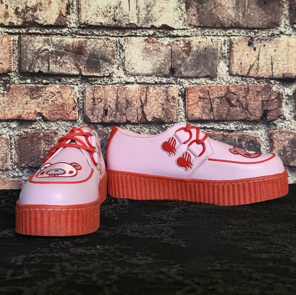 Pink and Red Platform Shoes with Cartoon Design - Picture 2 of 12